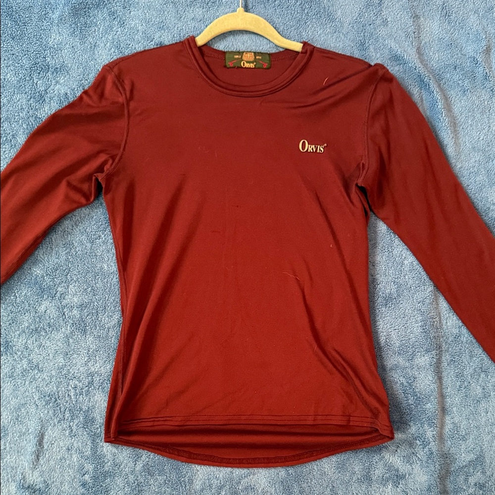 Orvis Men's Burgundy Long Sleeve Tee